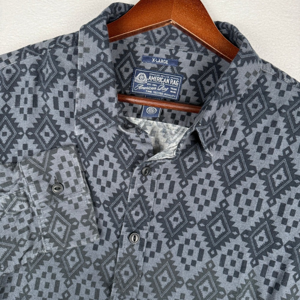 American Rag Southwestern Flannel Shirt Mens XL Aztec Tribal Geometric Boho